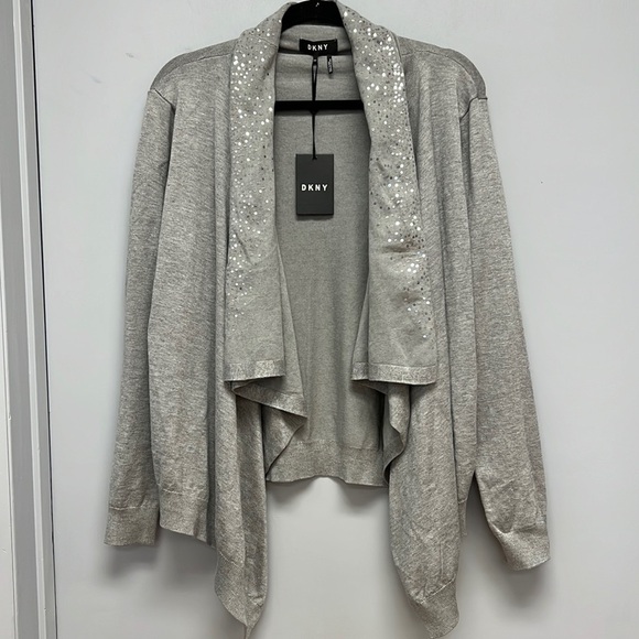NWT DKNY Open Front Sequined Cardigan - Picture 1 of 5